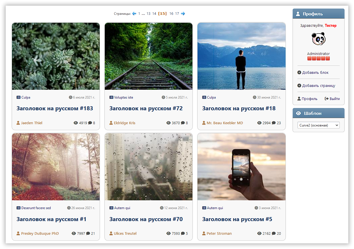 Пример главной страницы