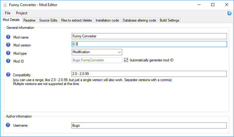 Mod Builder - детали