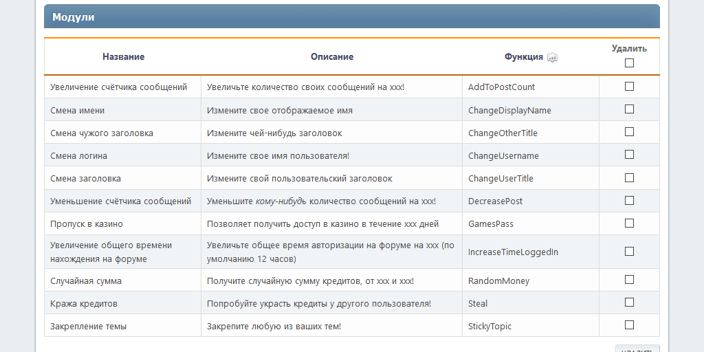 Модули в комплекте