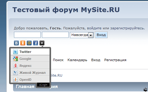 Встраиваемый виджет для авторизации